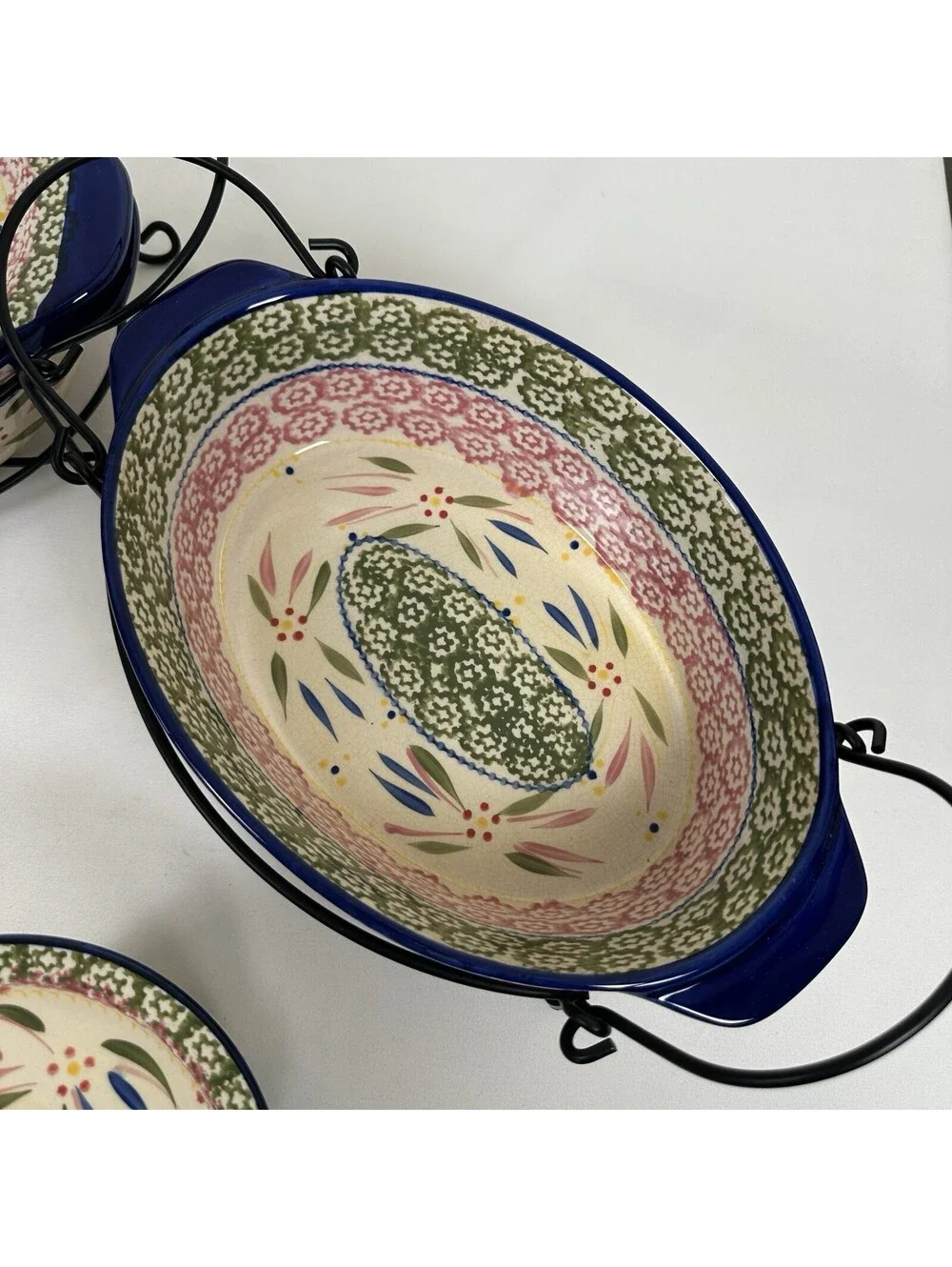 Temp-tations Old World 5pc Lidded Bakeware Set w/ Wire Racks Cobalt Trim